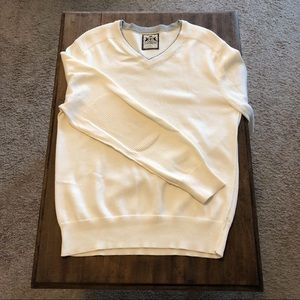 Express Men’s White/Cream V-Neck Sweater Sz Small